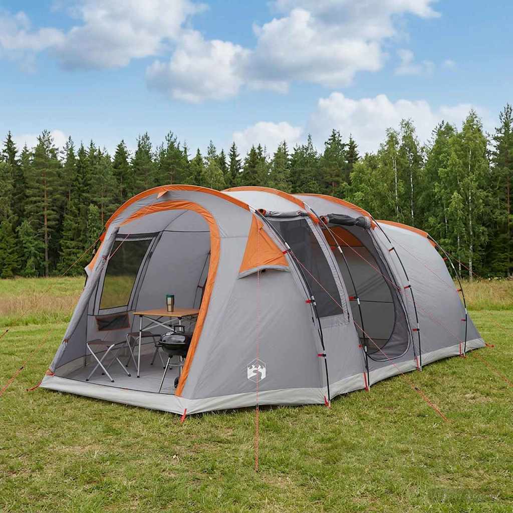 Tunnelzelt 505 x 330 x 204 cm Grau und Orange
