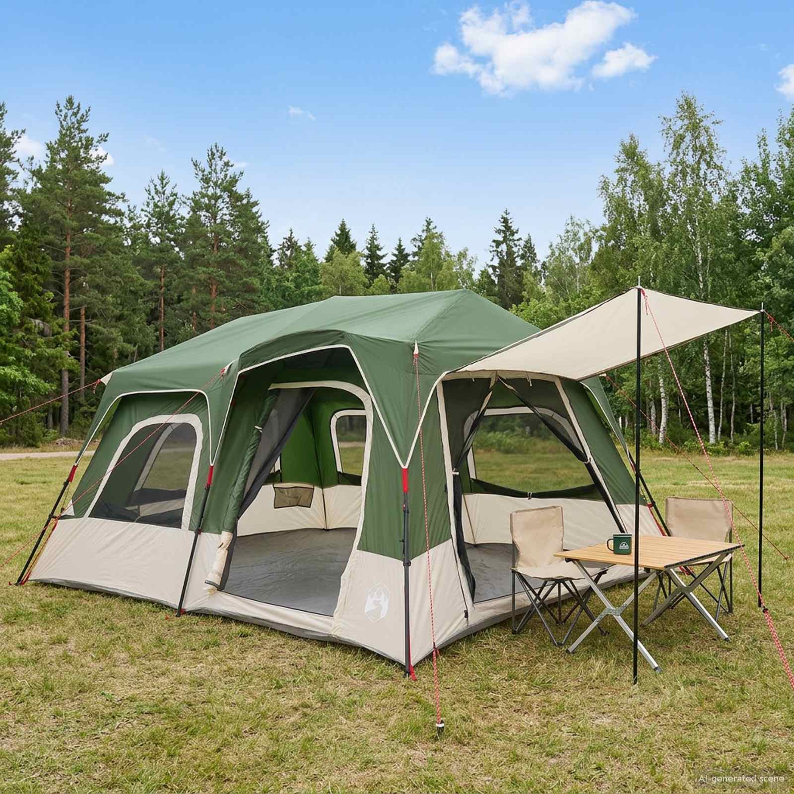 Sofort Zelt 8 Personen Grün 185T Polyester mit PU-Beschichtung