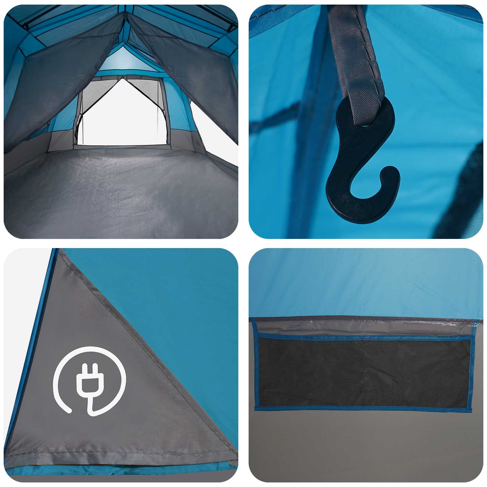 Sofort Zelt 8 Personen Blau 185T Polyester mit PU-Beschichtung