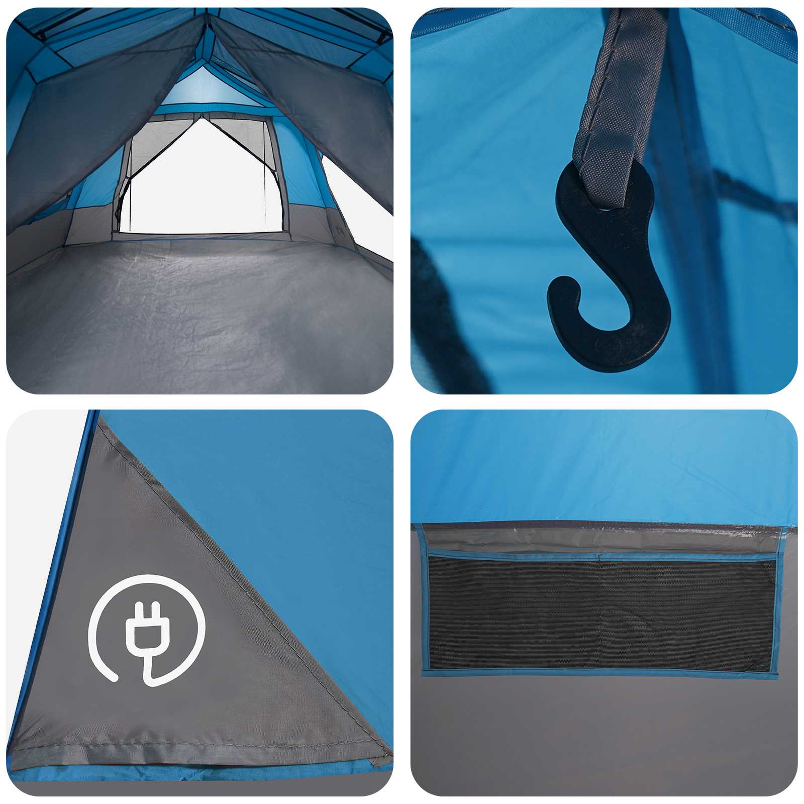 Sofort Zelt 10 Personen Blau 185T Polyester mit PU-Beschichtung