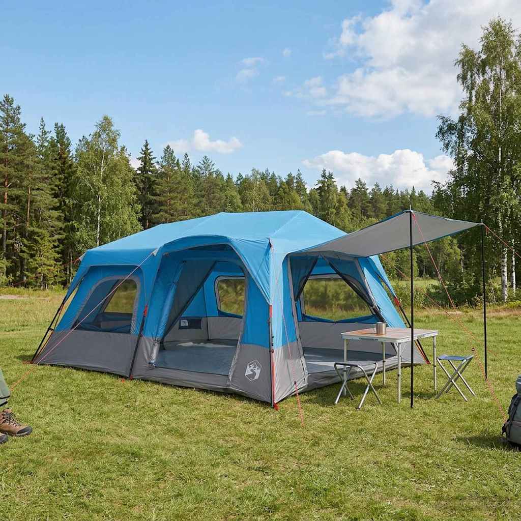Sofort Zelt 10 Personen Blau 185T Polyester mit PU-Beschichtung