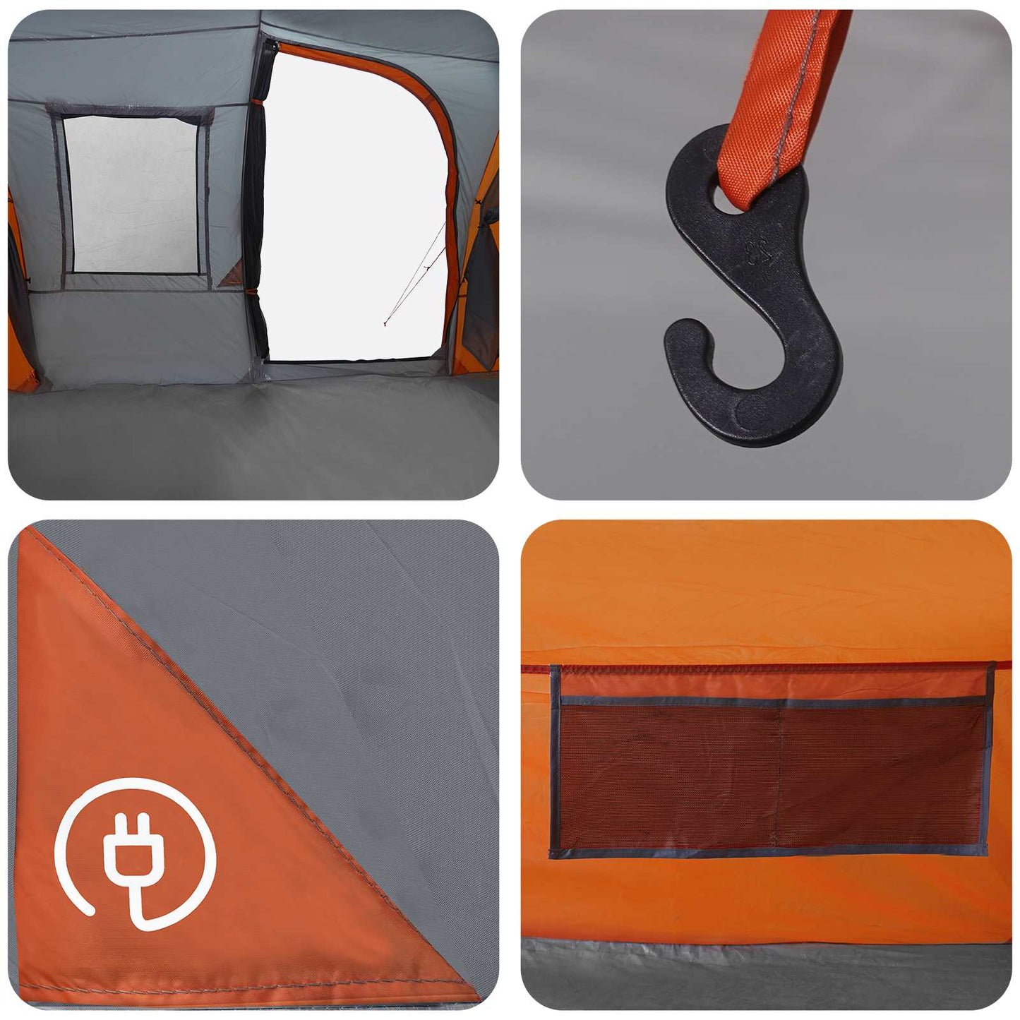 Sofort Zelt 524 x 232 x 192 cm Grau und Orange