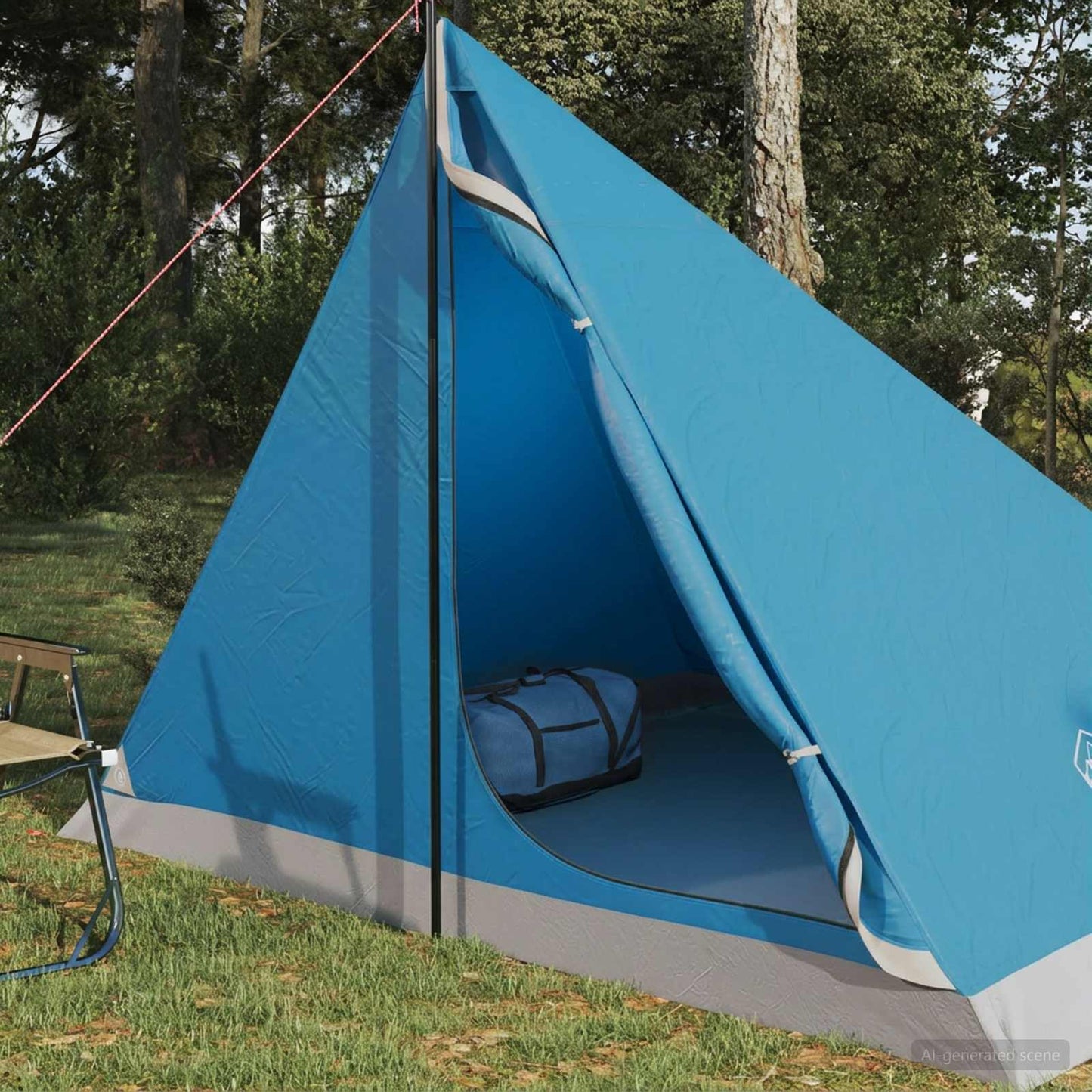 Trekkingzelt 4 Personen Blau 185T Polyester mit PU-Beschichtung