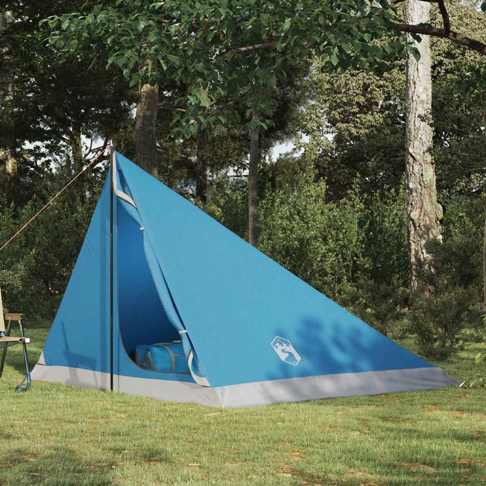 Trekkingzelt 4 Personen Blau 185T Polyester mit PU-Beschichtung