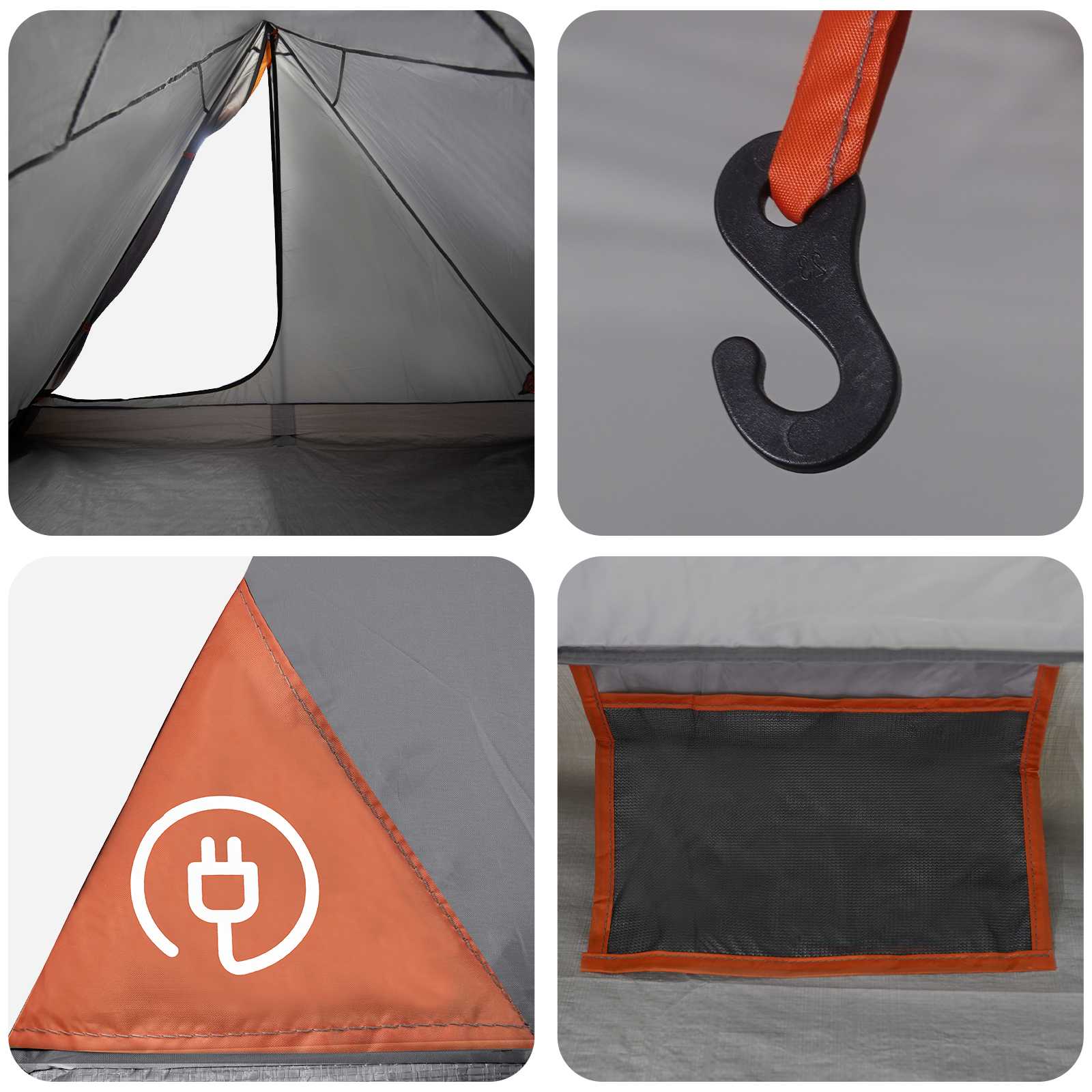 Trekkingzelt 4 Personen Grau und Orange