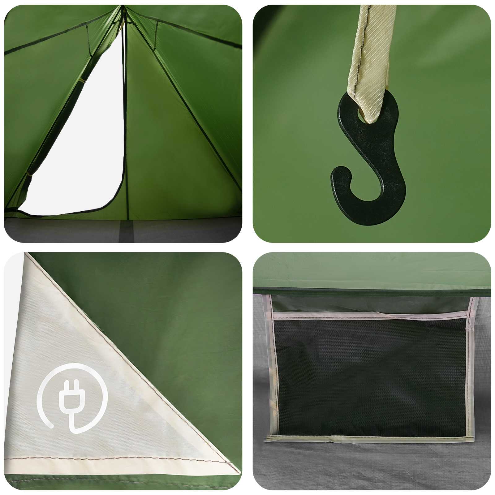 Trekkingzelt 2 Personen Grün 185T Polyester mit PU-Beschichtung