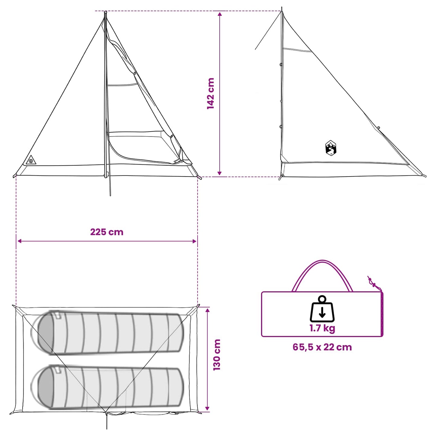 Trekkingzelt 2 Personen Grün 185T Polyester mit PU-Beschichtung