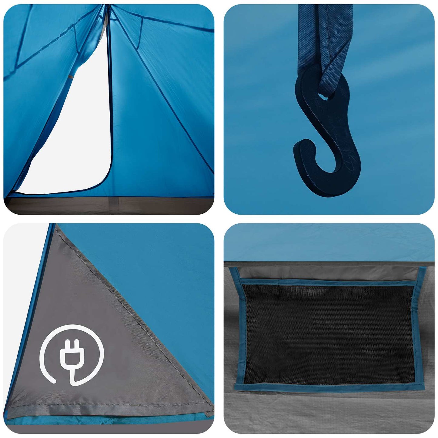 Trekkingzelt 2 Personen Blau 185T Polyester mit PU-Beschichtung
