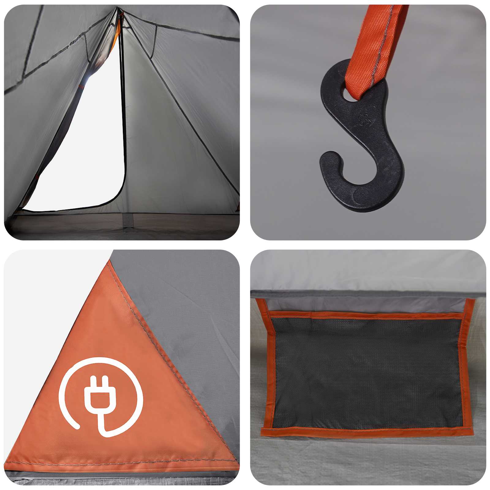 Trekkingzelt 2 Personen Grau und Orange