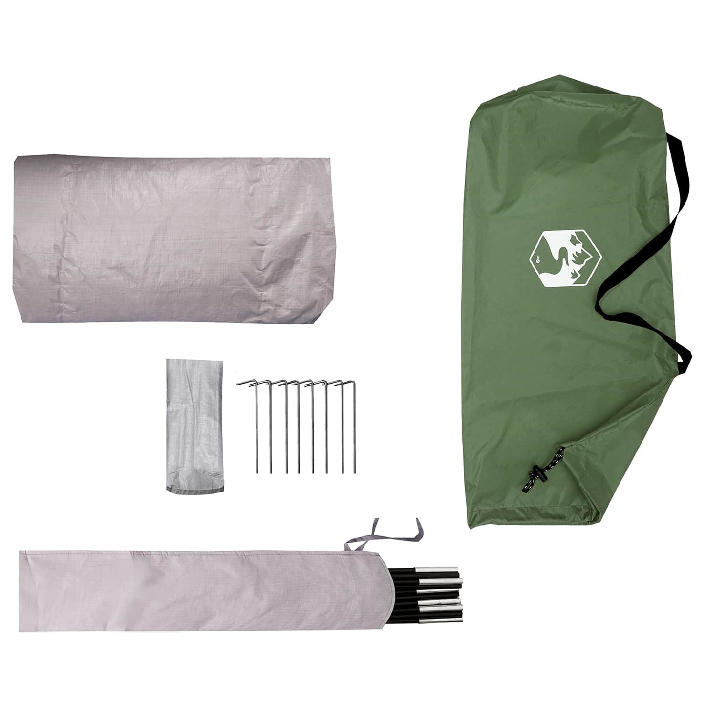 Tunnelzelt 4 Personen Grün 185T Polyester mit PU-Beschichtung