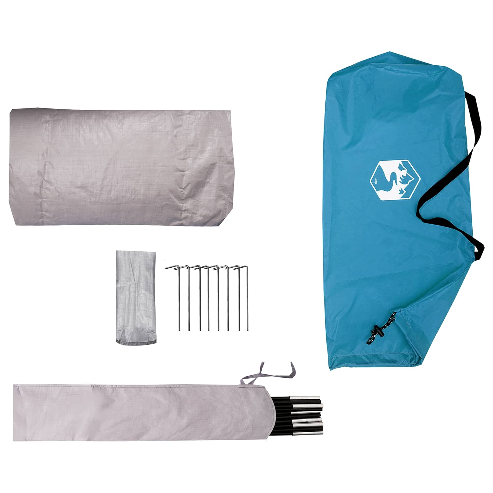 Tunnelzelt 4 Personen Blau 185T Polyester mit PU-Beschichtung
