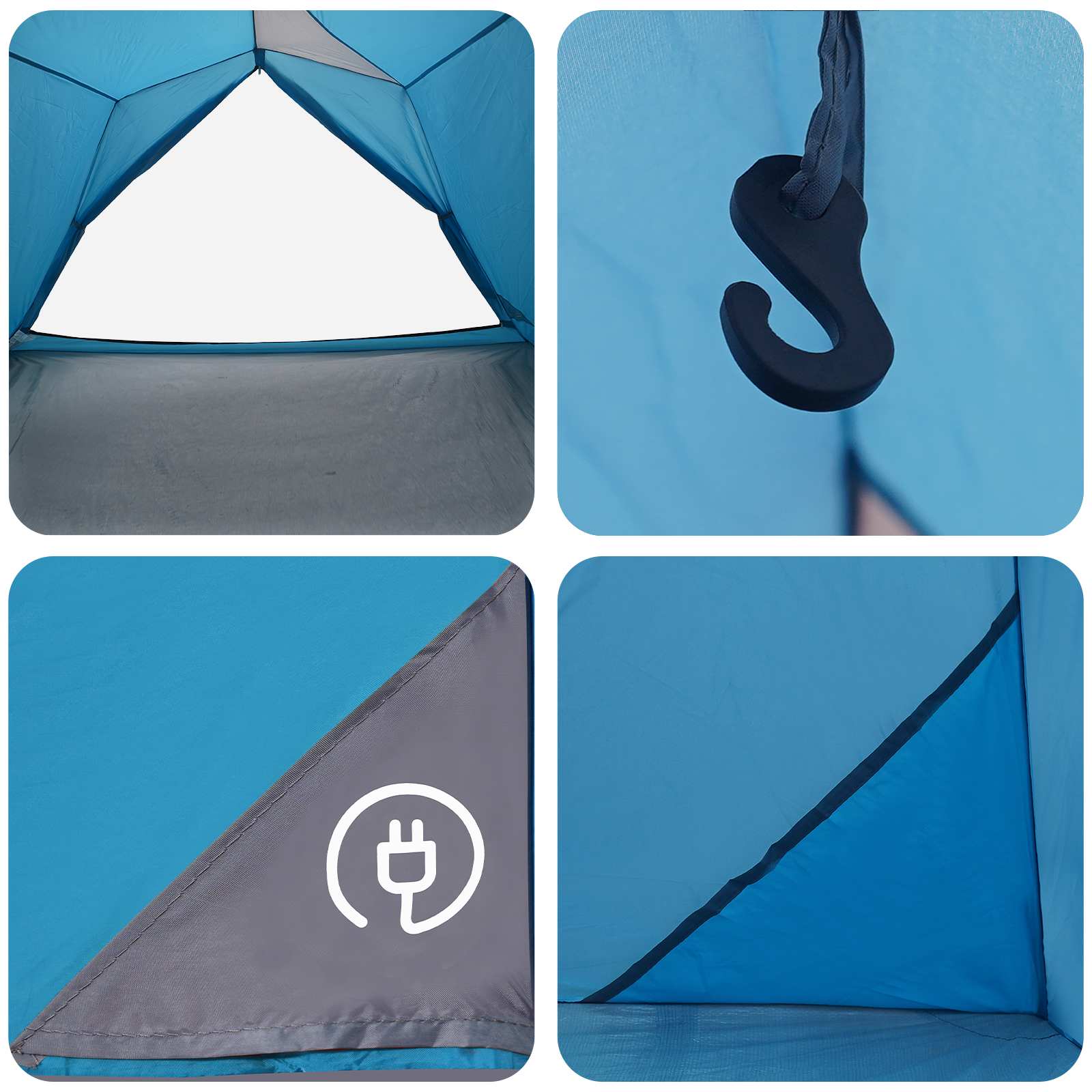 Tunnelzelt 4 Personen Blau 185T Polyester mit PU-Beschichtung