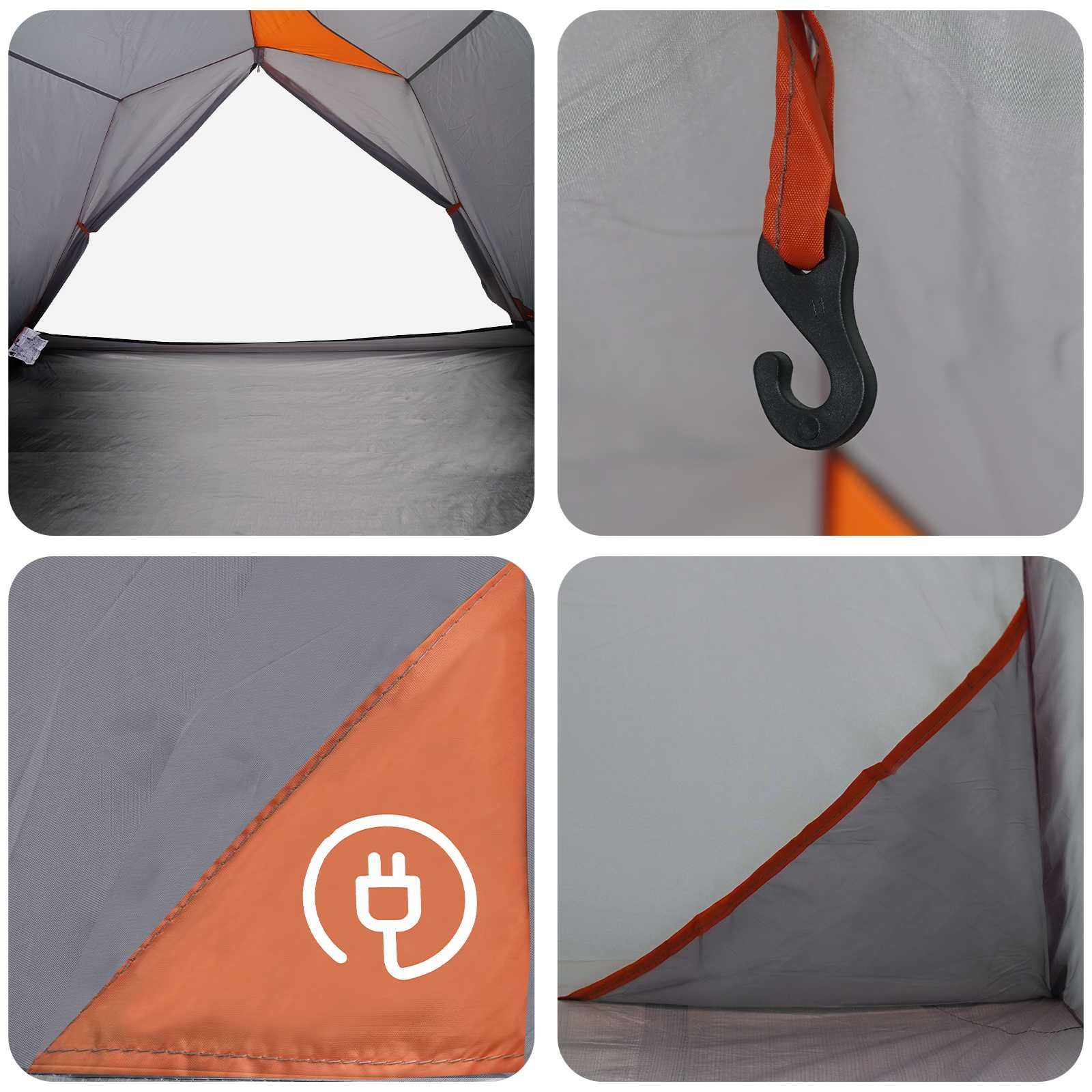 Tunnelzelt 4 Personen Grau und Orange