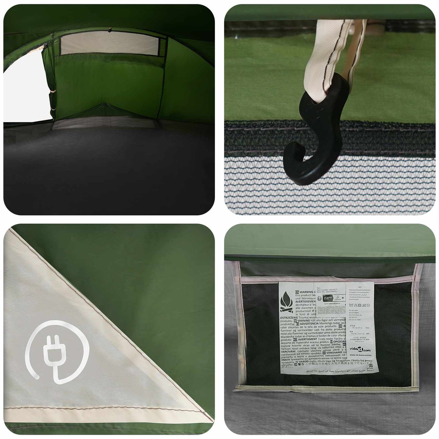 Trekkingzelt 4 Personen Grün 185T Polyester mit PU-Beschichtung