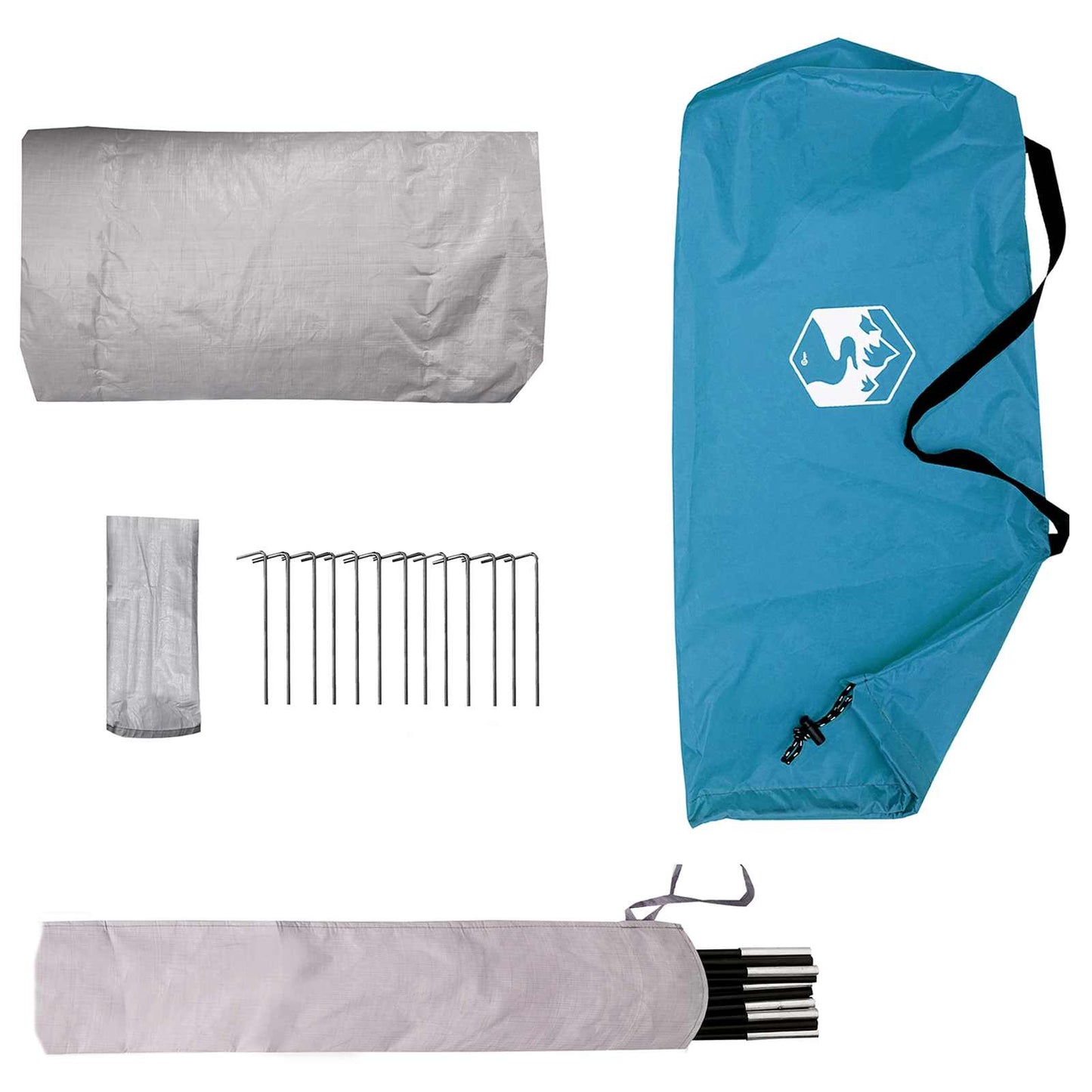 Trekkingzelt 4 Personen Blau 185T Polyester mit PU-Beschichtung