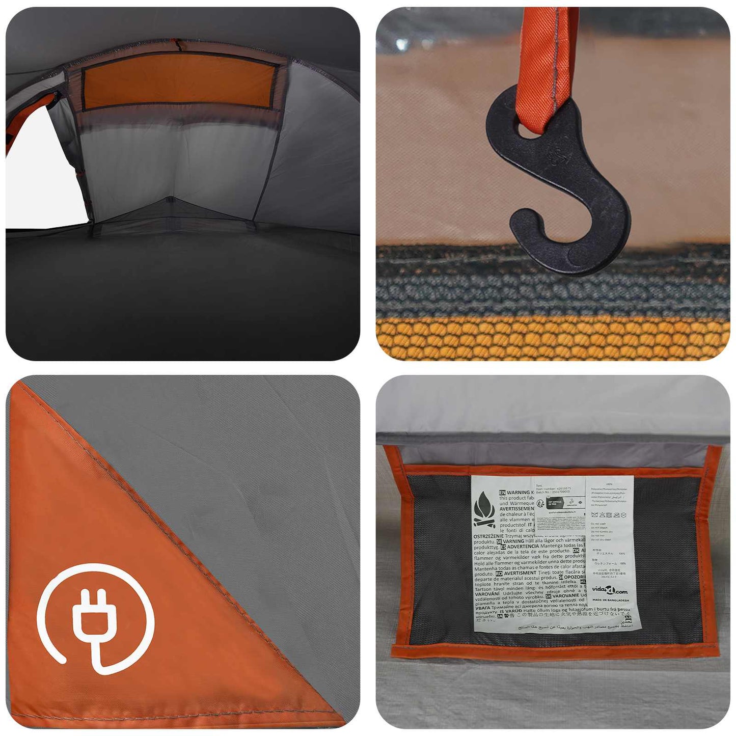 Trekkingzelt 4 Personen Grau und Orange
