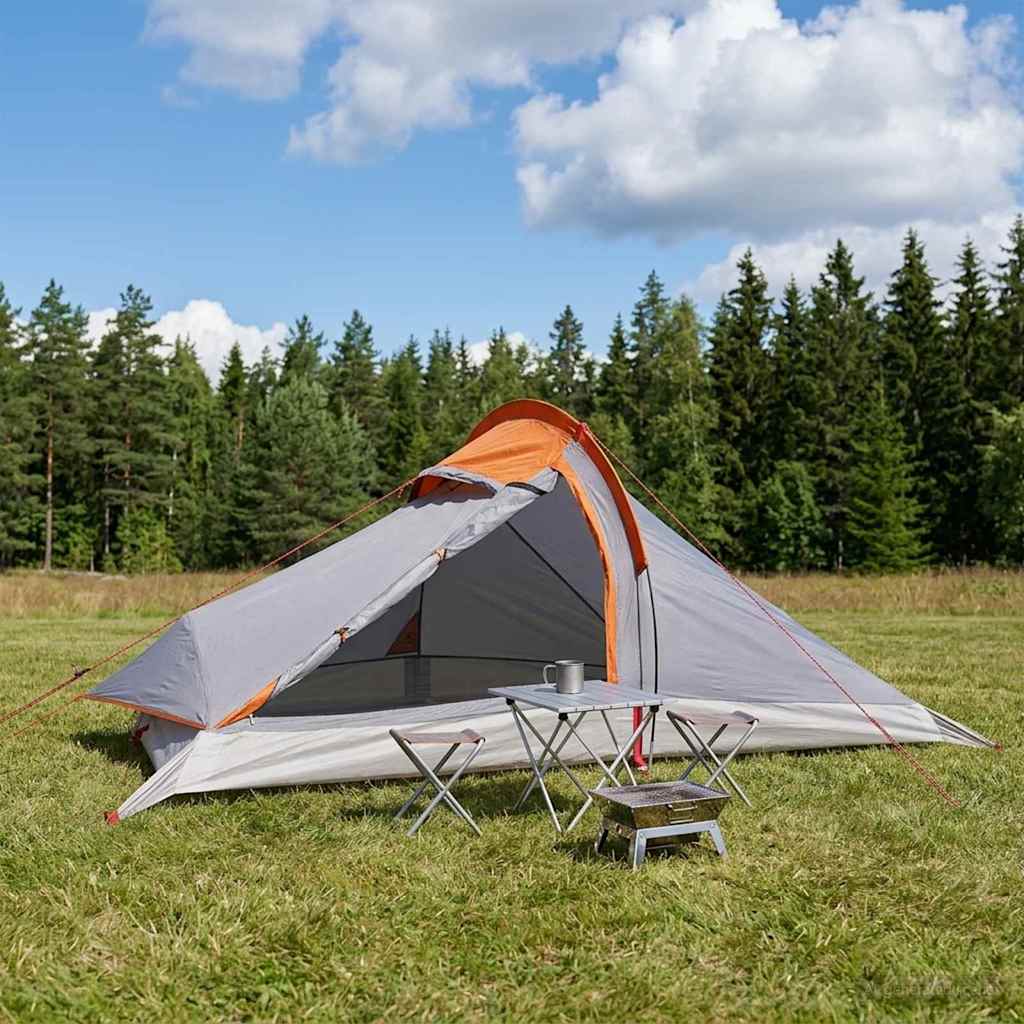 Trekkingzelt 4 Personen Grau und Orange