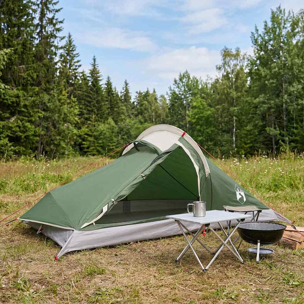 Trekkingzelt 2 Personen Grün 185T Polyester mit PU-Beschichtung