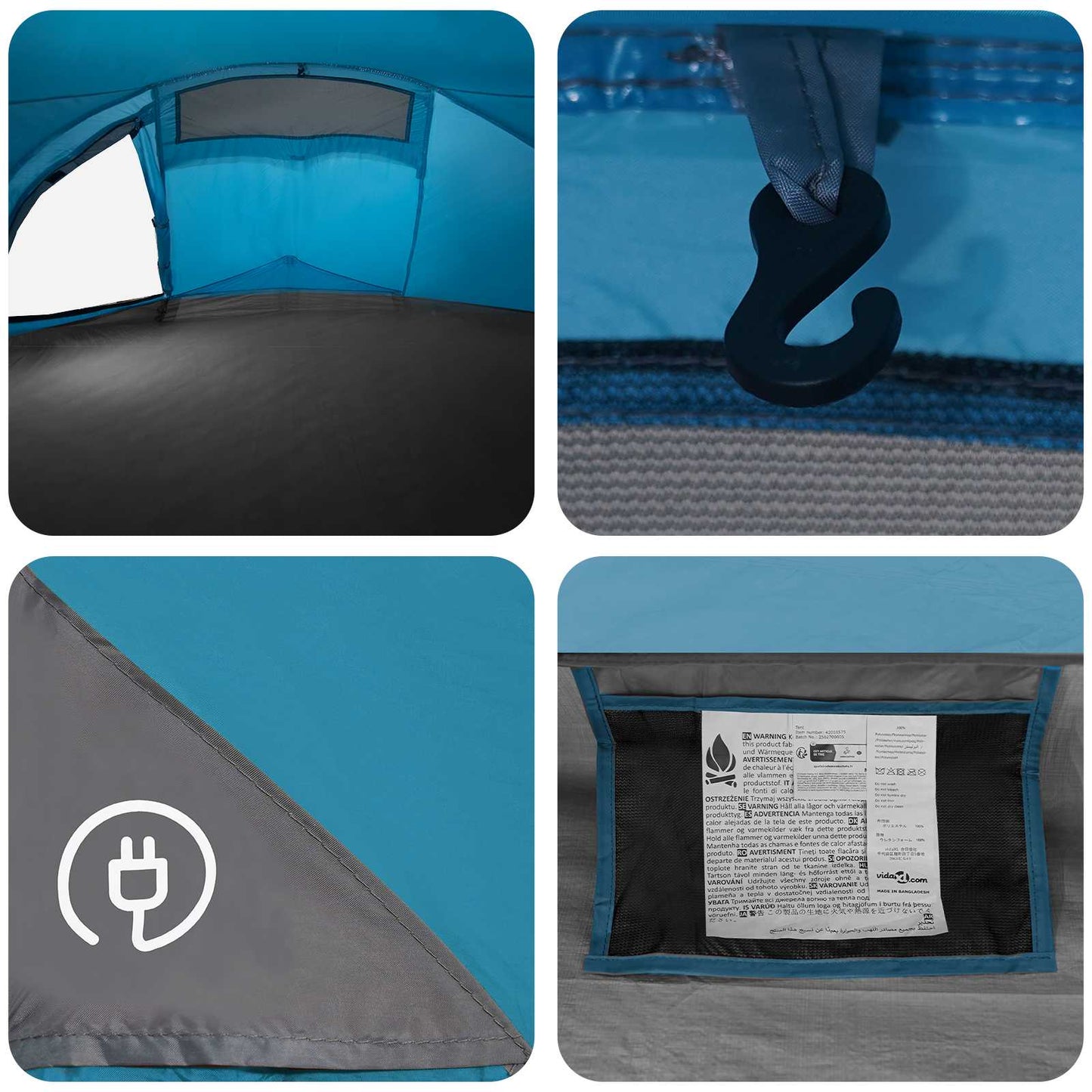 Trekkingzelt 2 Personen Blau 185T Polyester mit PU-Beschichtung