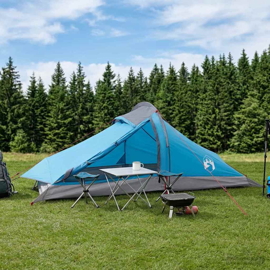 Trekkingzelt 2 Personen Blau 185T Polyester mit PU-Beschichtung