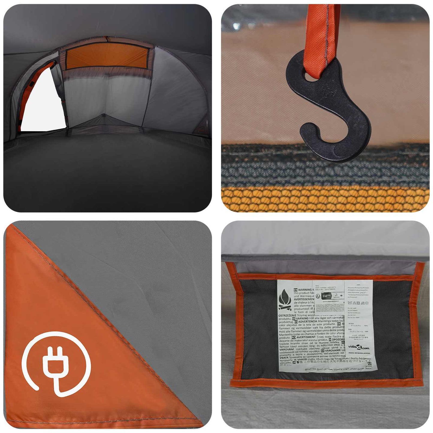 Trekkingzelt 2 Personen Grau und Orange