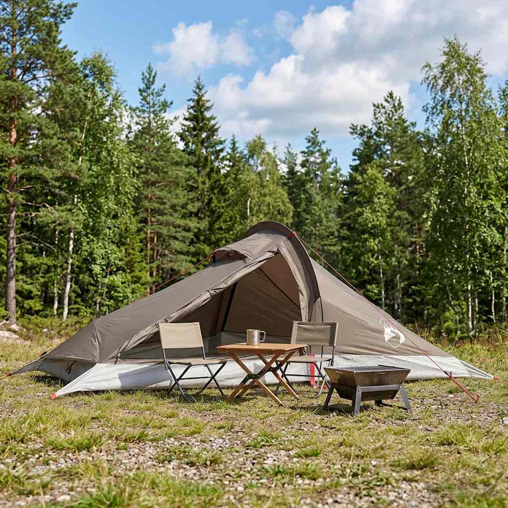 Trekkingzelt 2 Personen Braun und Grau