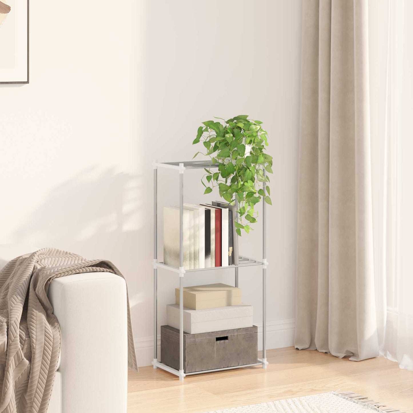 Tubular Shelf mit Speicher Weiß 42,5 x 27 x 91,5 cm Aluminium