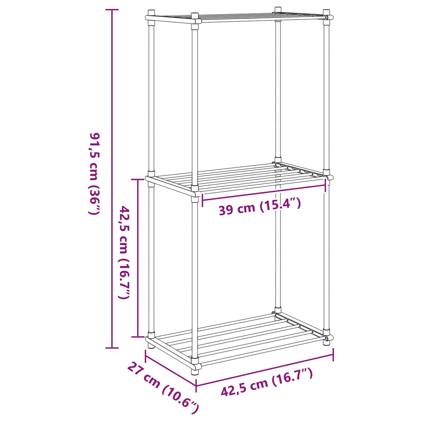 Tubular Shelf mit Speicher Weiß 42,5 x 27 x 91,5 cm Aluminium