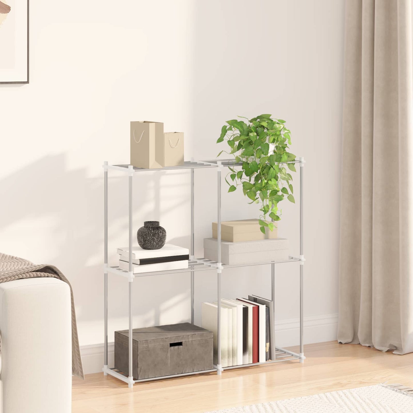 Tubular Shelf mit Speicher Weiß 86 x 27 x 90 cm Aluminium