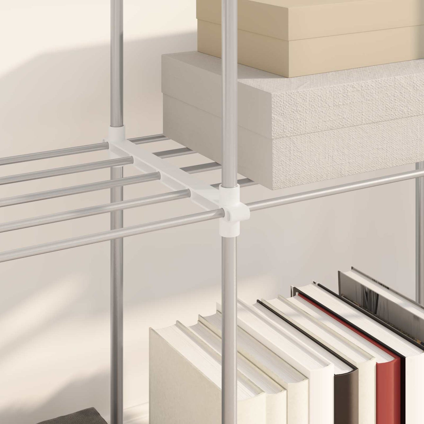 Tubular Shelf mit Speicher Weiß 129 x 27 x 132 cm Aluminium