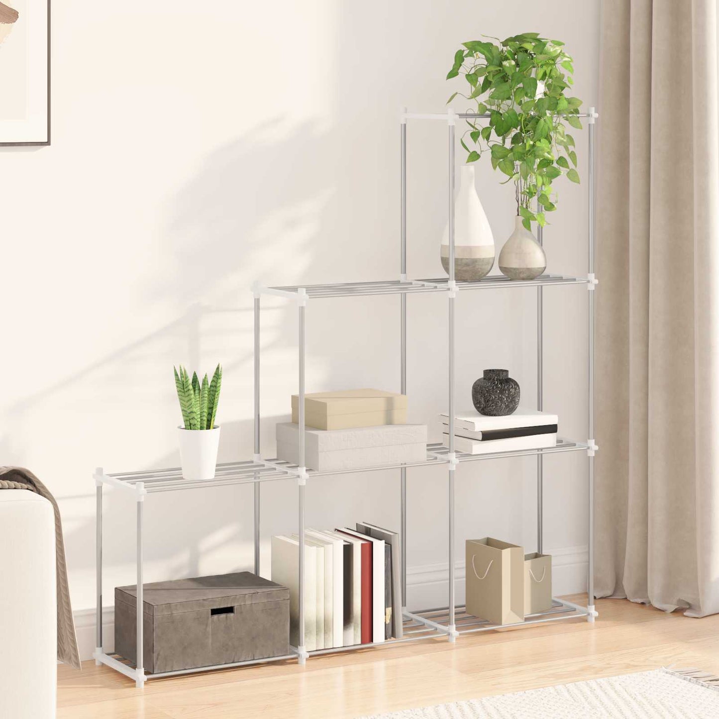 Tubular Shelf mit Speicher Weiß 129 x 27 x 132 cm Aluminium