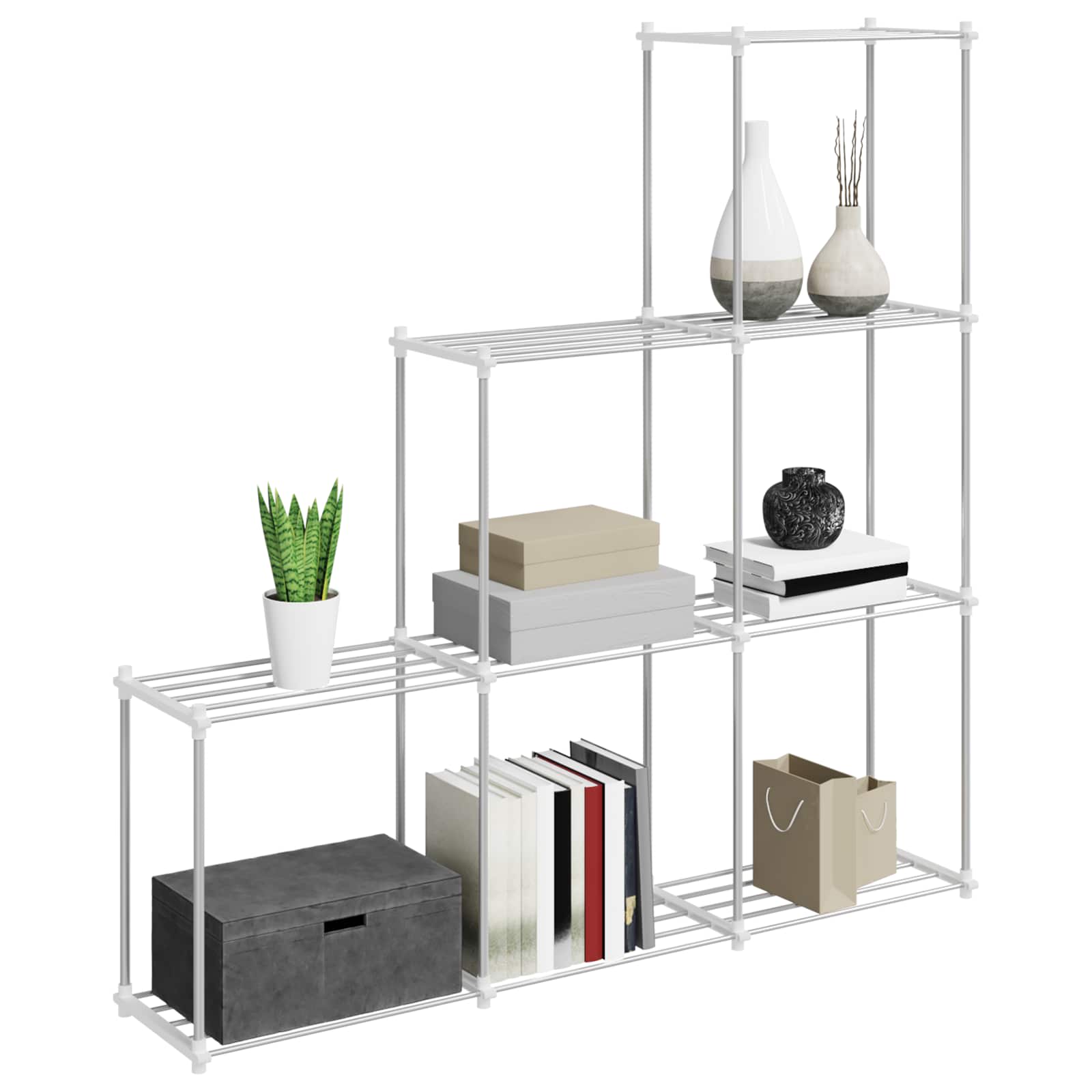 Tubular Shelf mit Speicher Weiß 129 x 27 x 132 cm Aluminium