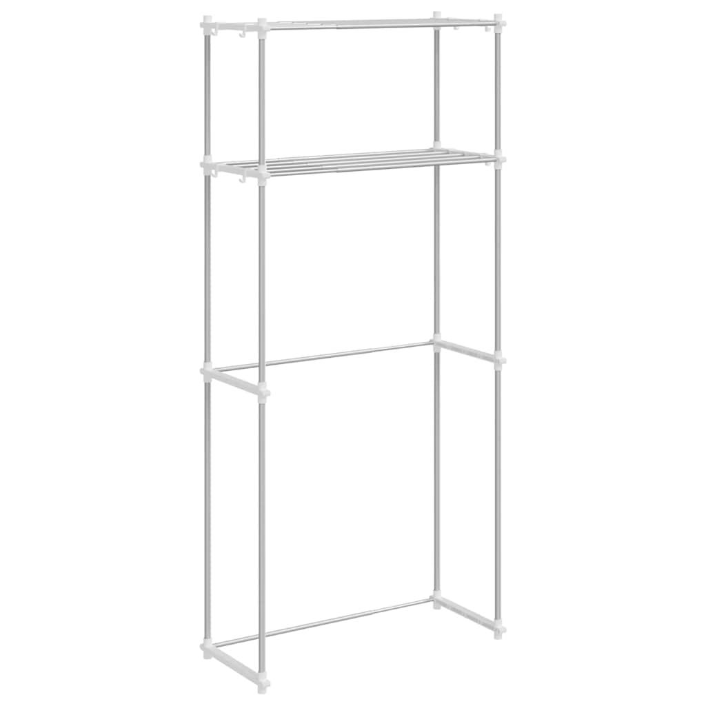 Waschmaschinenregal mit Regal Weiß 63 x 27 x 136 cm Aluminium