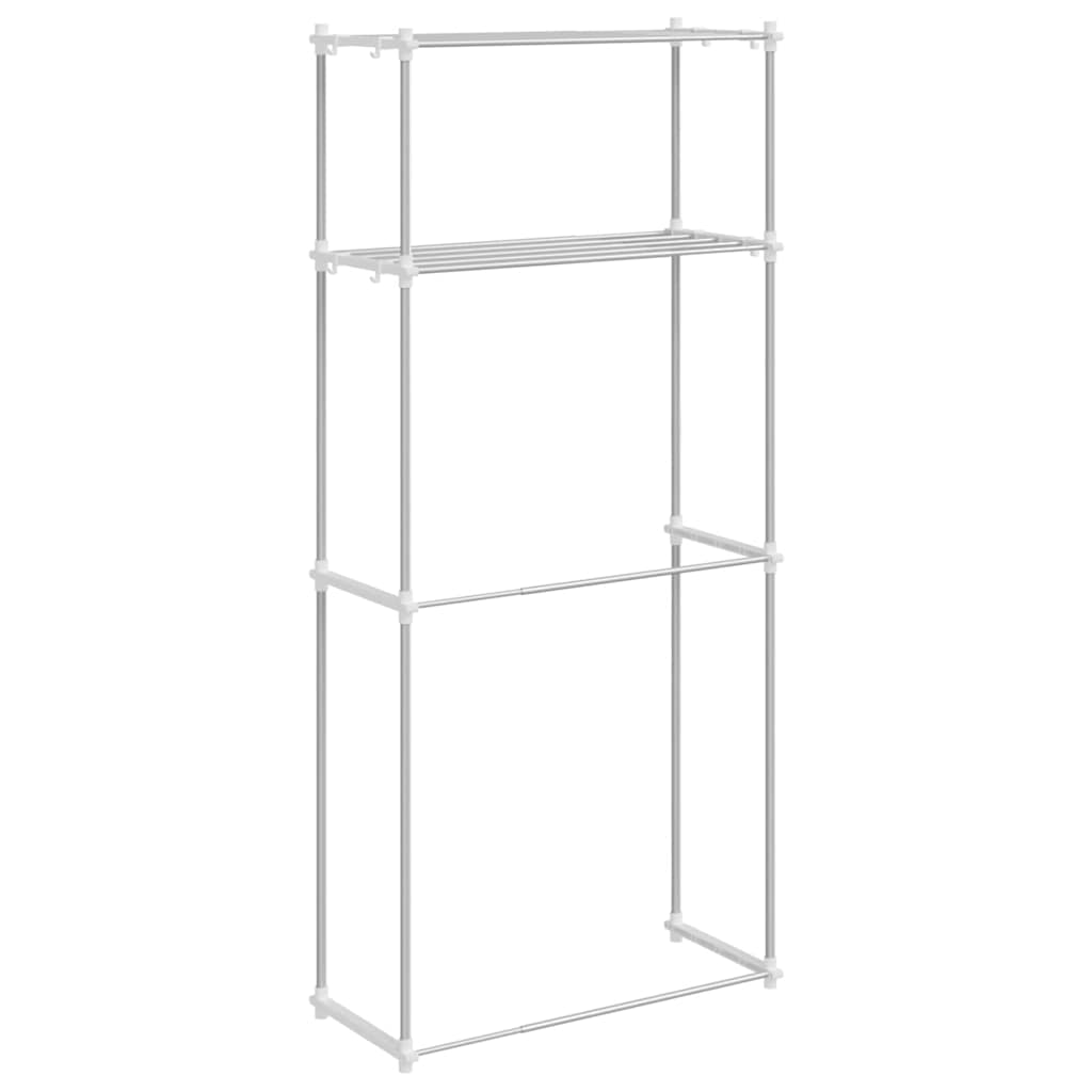 Waschmaschinenregal mit Regal Weiß 63 x 27 x 136 cm Aluminium