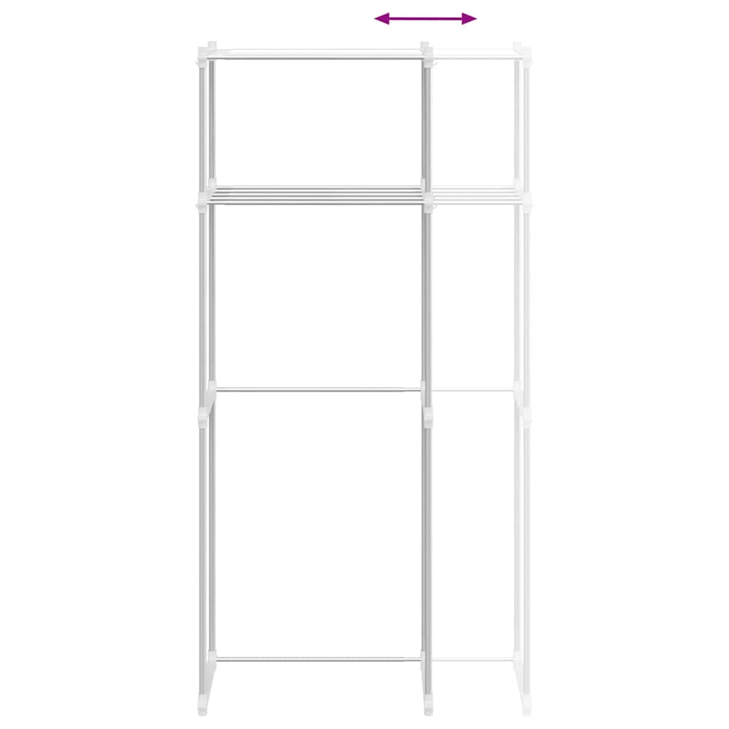 Waschmaschinenregal mit Regal Weiß 63 x 27 x 136 cm Aluminium