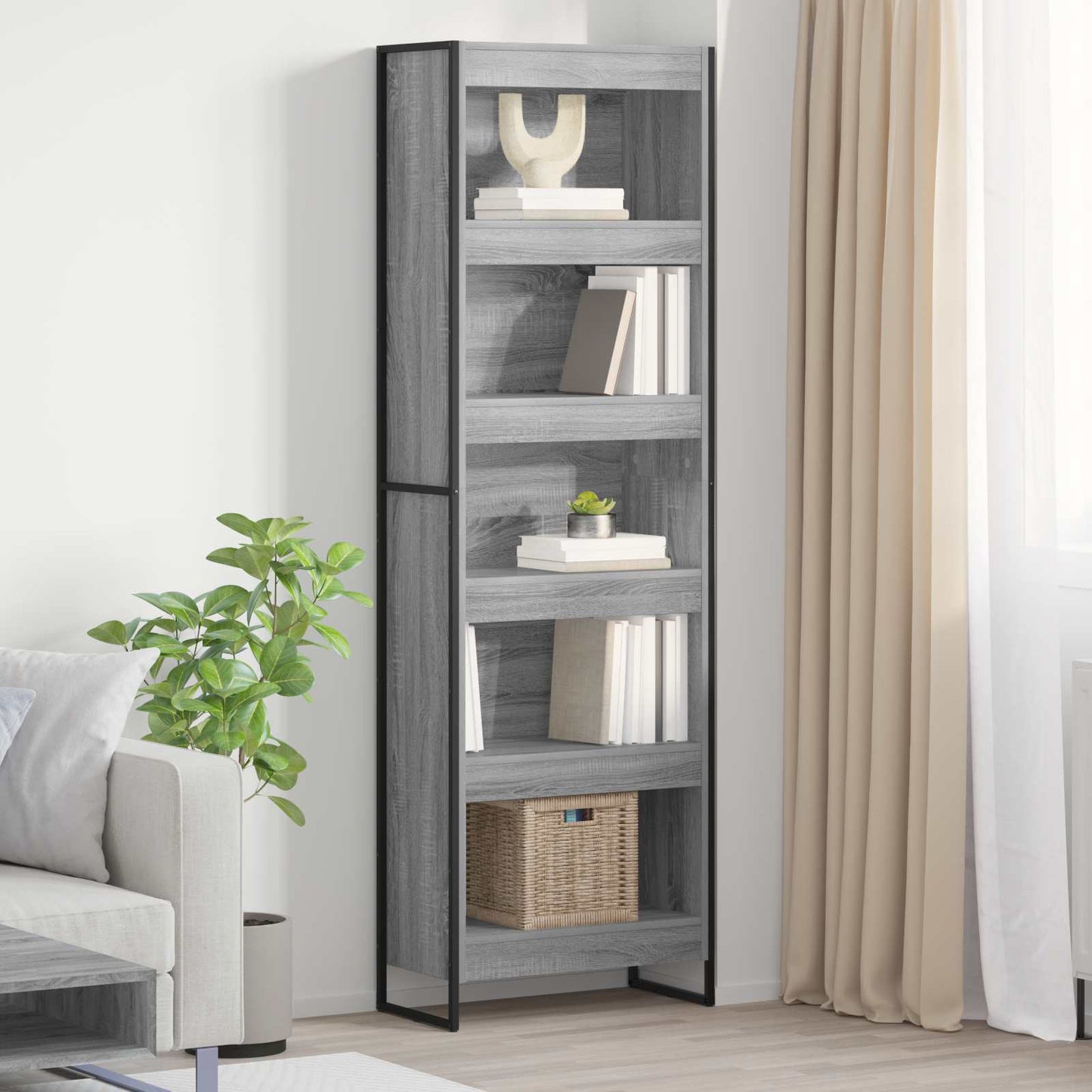 Bücherregal 60 x 30 x 189,5 cm Holzwerkstoff Graues Sonoma
