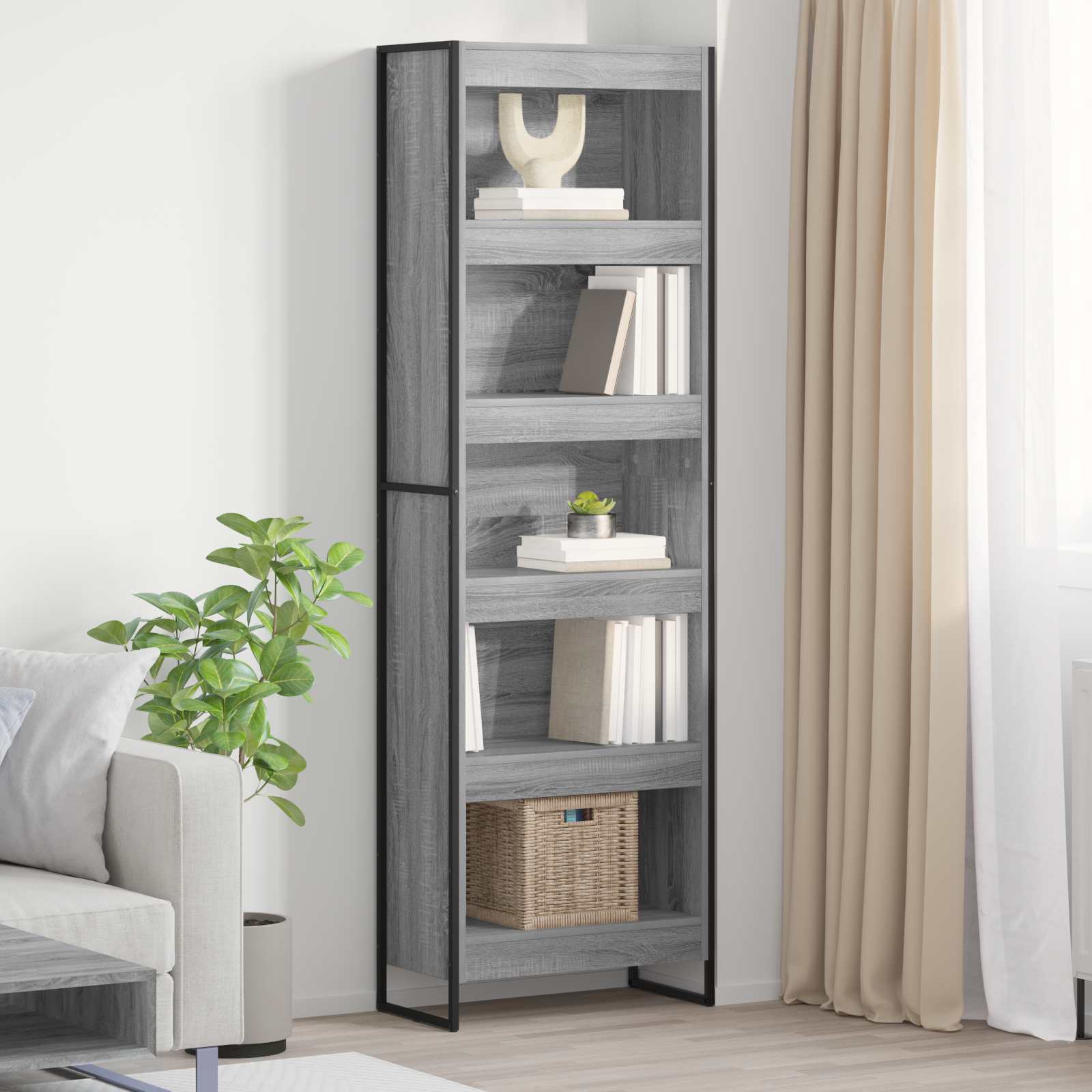 Bücherregal 60 x 30 x 189,5 cm Holzwerkstoff Graues Sonoma