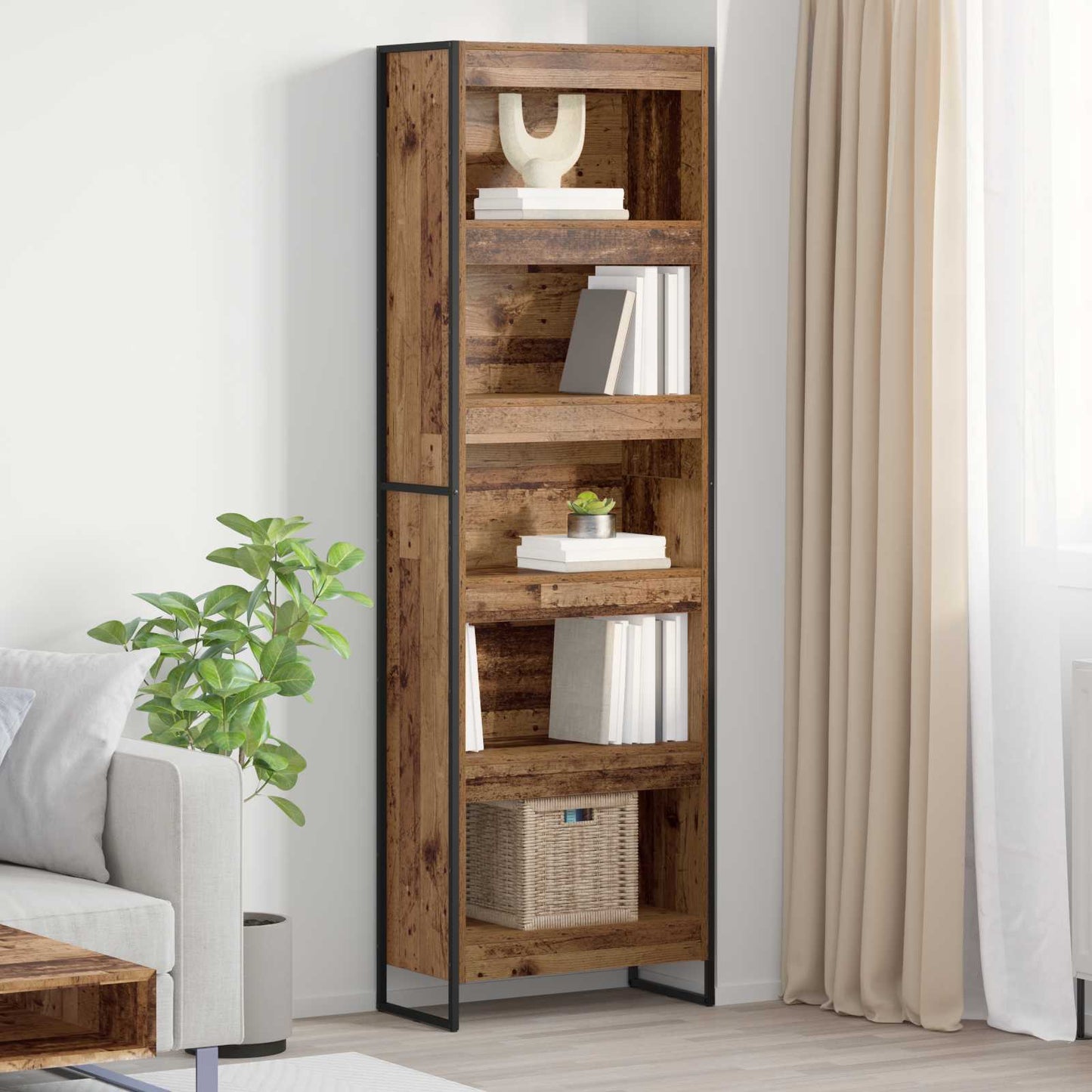 Bücherregal 60 x 30 x 189,5 cm Holzwerkstoff Altholz