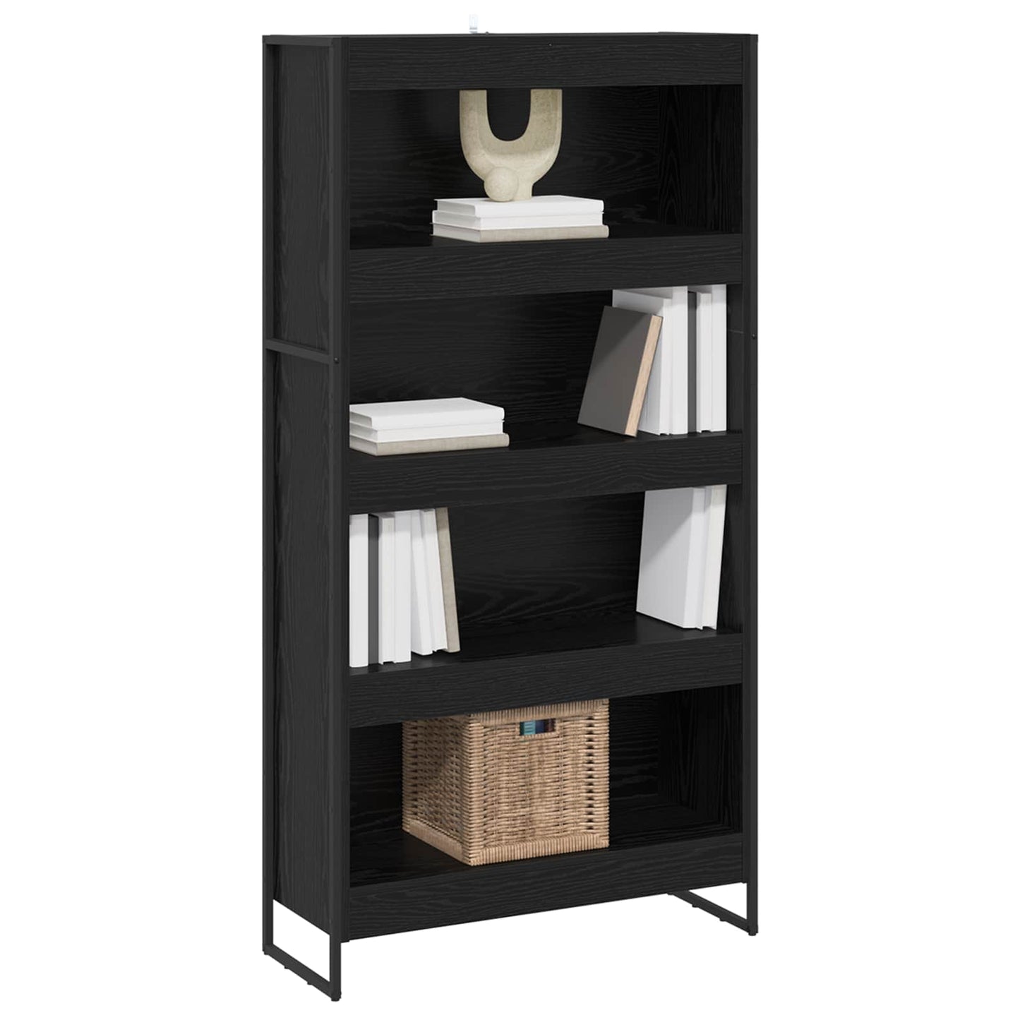 Bücherregal 80 x 30 x 155 cm Holzwerkstoff Schwarz Eichen-Optik