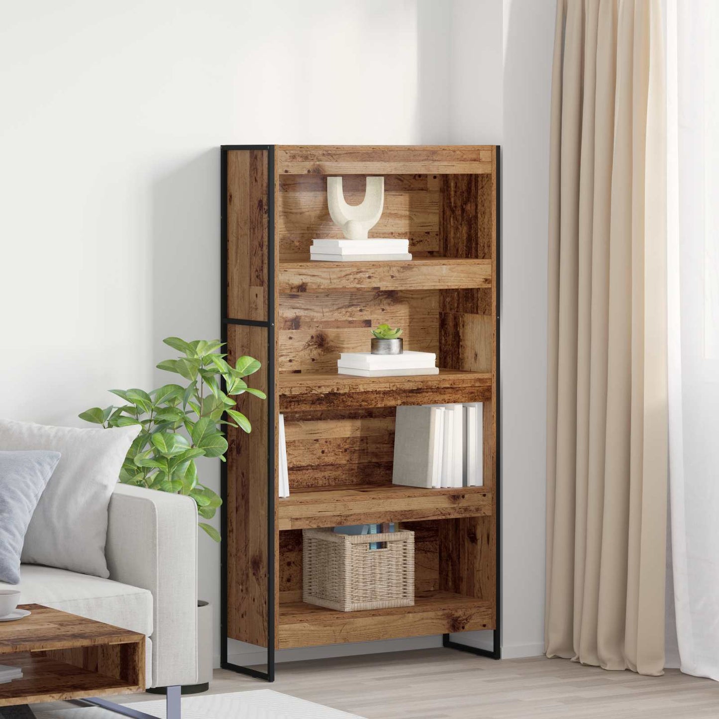 Bücherregal 80 x 30 x 155 cm Holzwerkstoff Altholz