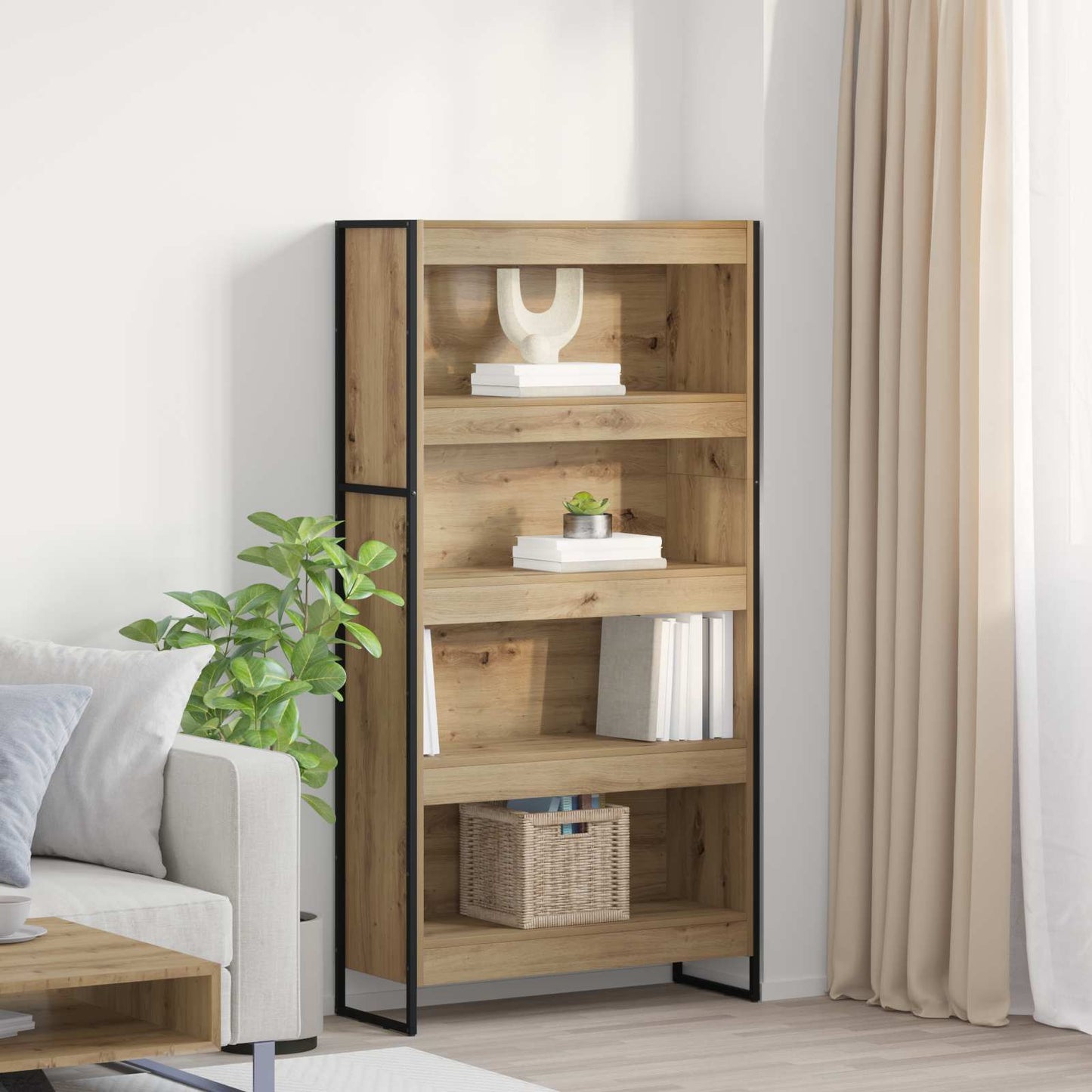 Bücherregal 80 x 30 x 155 cm Holzwerkstoff Kunsthandwerk Eiche