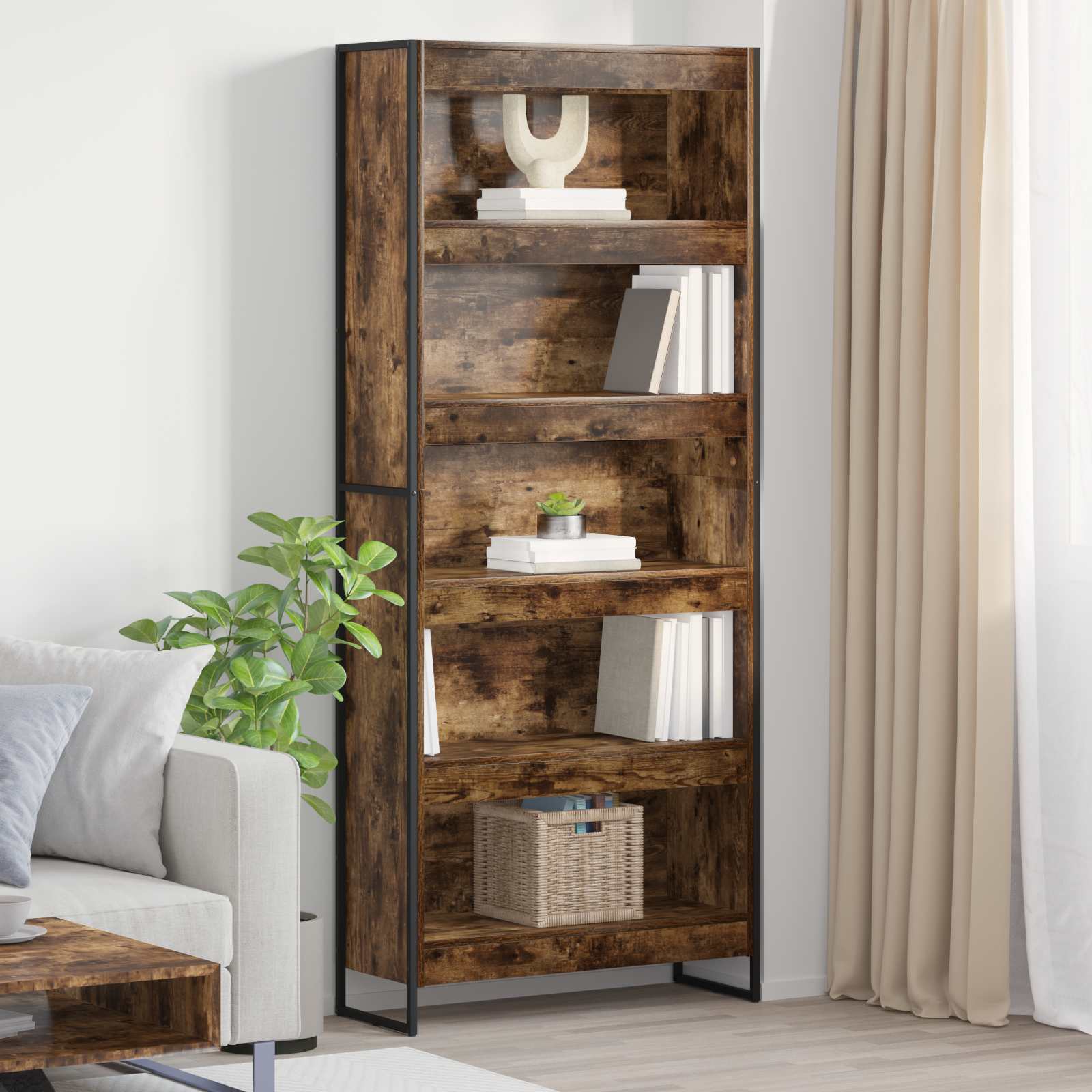 Bücherregal 80 x 30 x 189,5 cm Holzwerkstoff Raucharbe