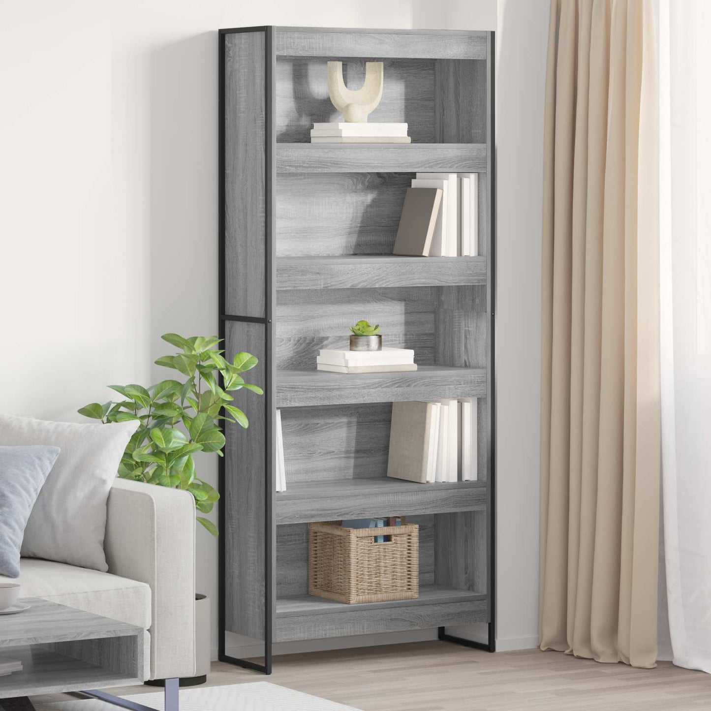 Bücherregal 80 x 30 x 189,5 cm Holzwerkstoff Graues Sonoma