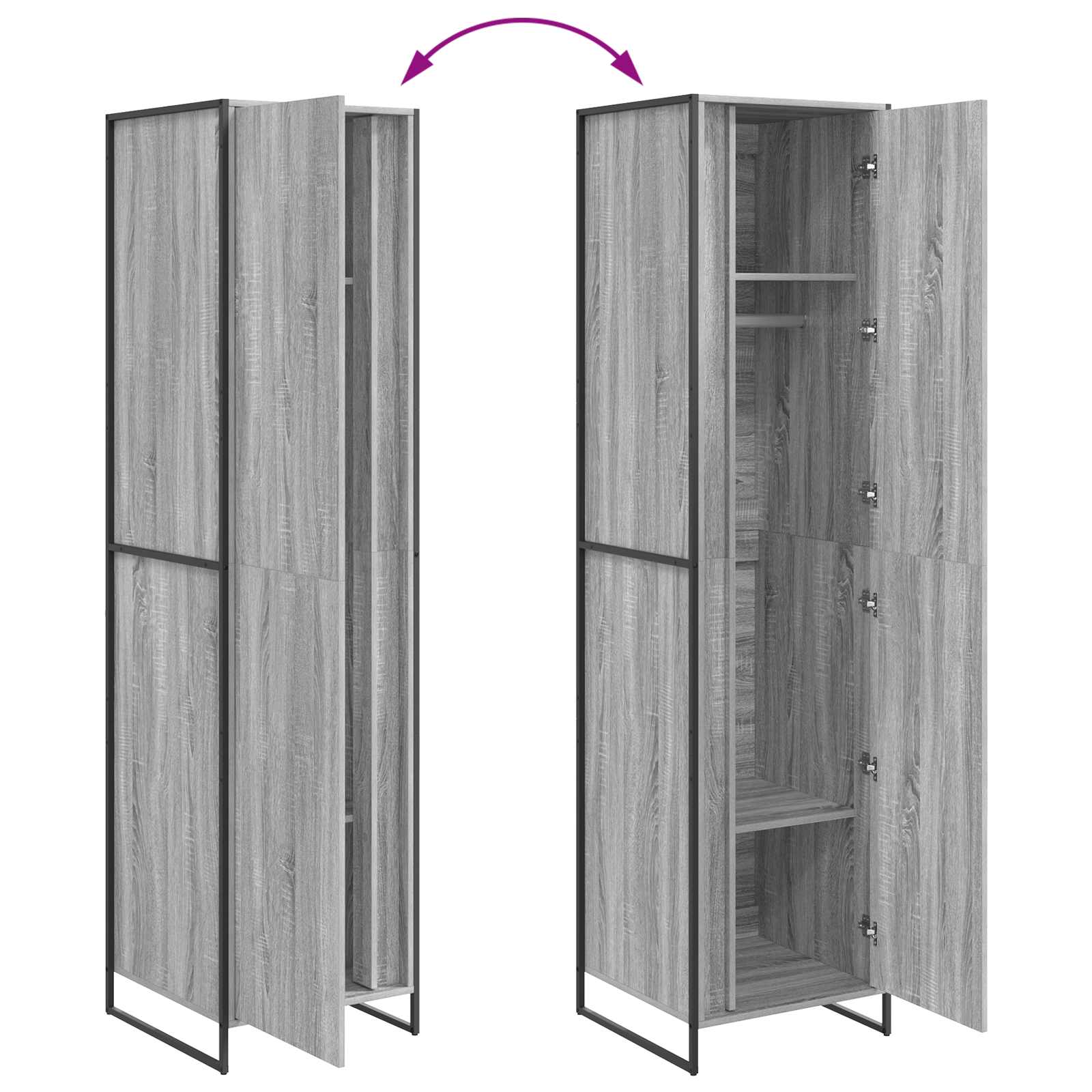 Warderobe mit Tür Graues Sonoma 50 x 50 x 200 cm Holzwerkstoff