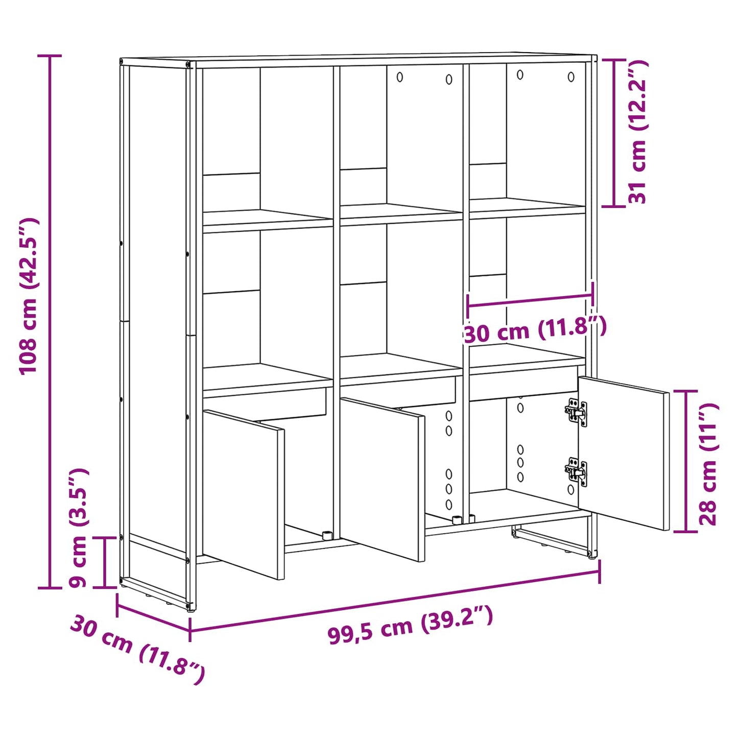 Bücherregal 99,5 x 30 x 108 cm Holzwerkstoff