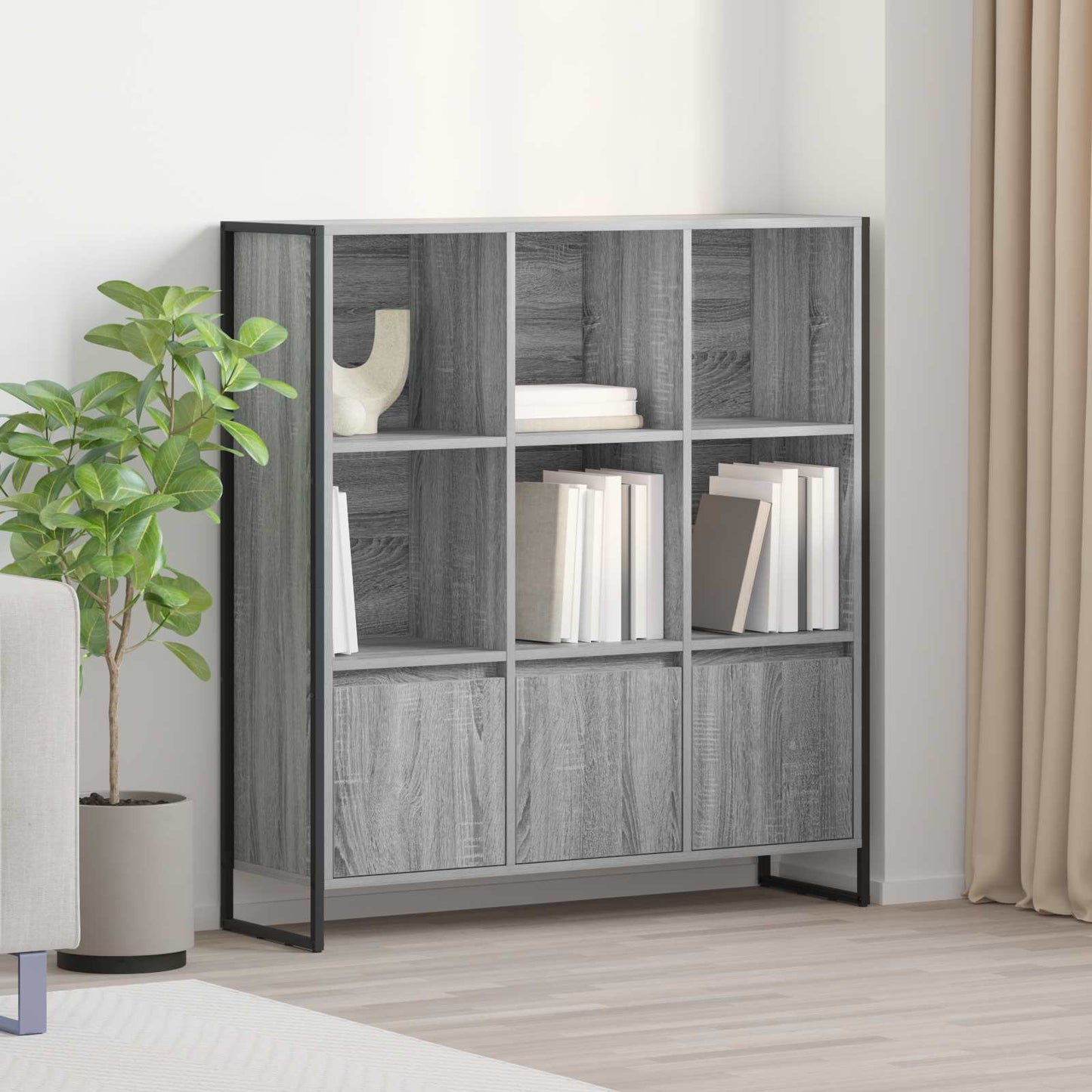 Bücherregal 99,5 x 30 x 108 cm Holzwerkstoff Graues Sonoma