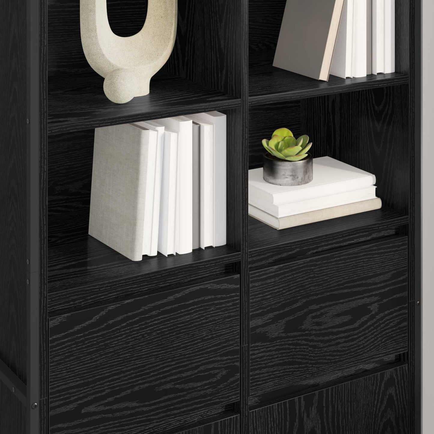 Sideboard Schwarz Eichen-Optik 81 x 36 x 150.5 cm Holzwerkstoff