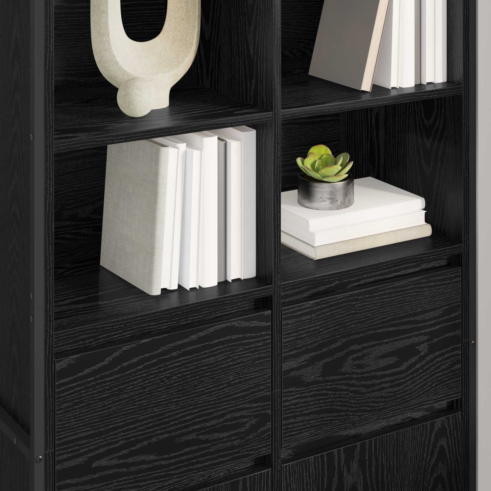 Sideboard Schwarz Eichen-Optik 81 x 36 x 150.5 cm Holzwerkstoff