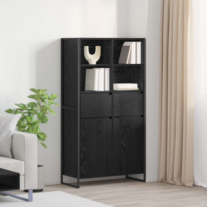 Sideboard Schwarz Eichen-Optik 81 x 36 x 150.5 cm Holzwerkstoff