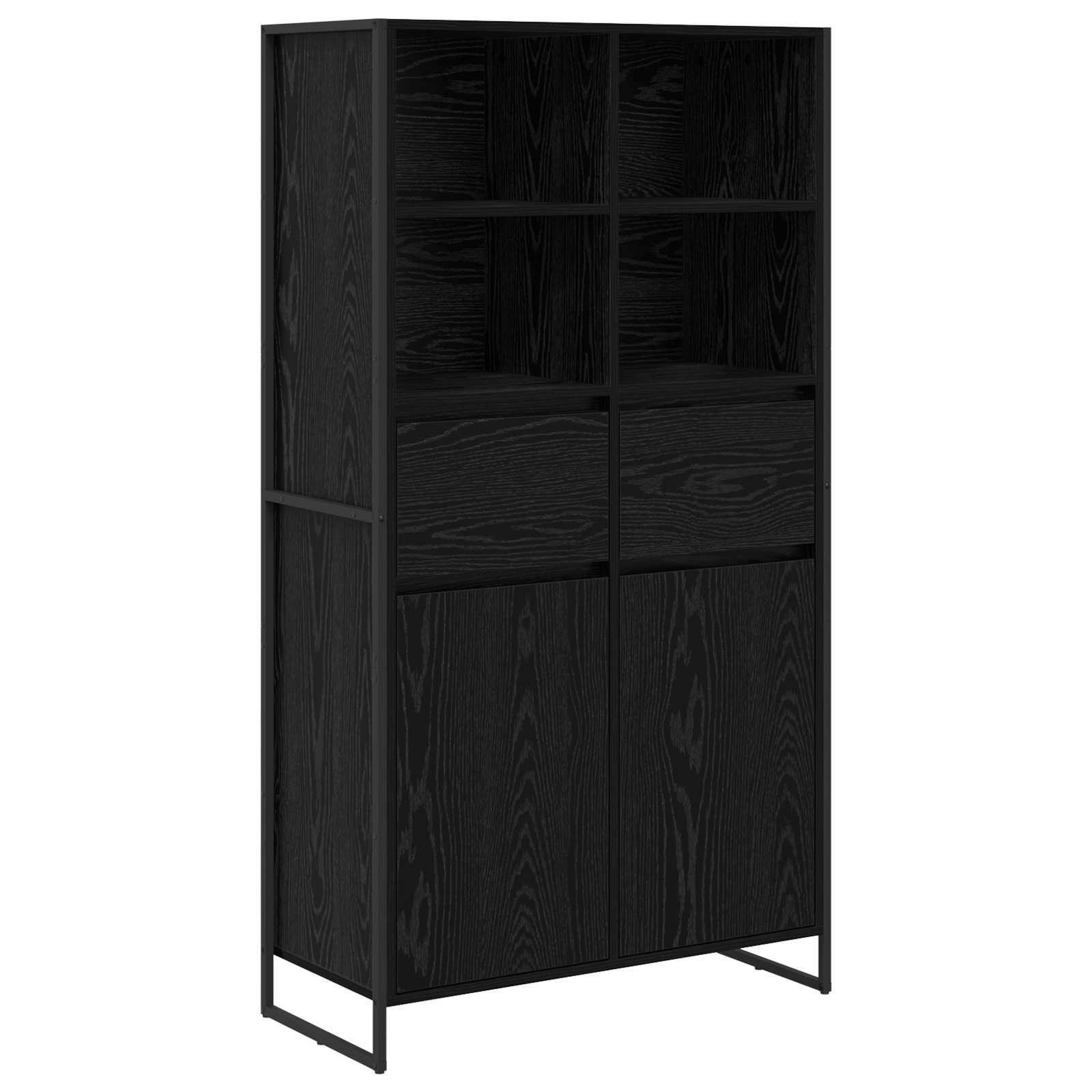 Sideboard Schwarz Eichen-Optik 81 x 36 x 150.5 cm Holzwerkstoff